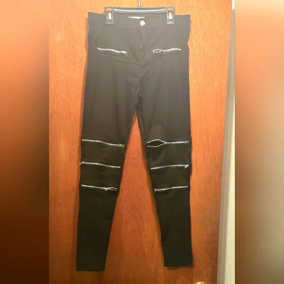 Aiweiyi Black Zipper Detail stretch Jeans szS - Picture 3 of 8